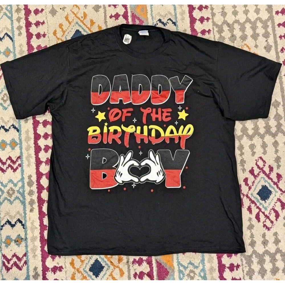 Disney Men's Size 2XL Black Daddy Of The Birthday Boy Mouse Family T Shirt (S35)